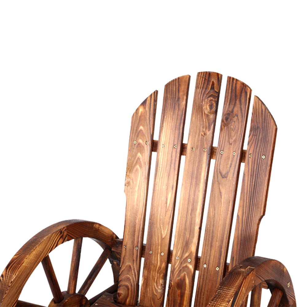 Rustic Outdoor Wooden Rocking Garden Chair - Brown - Homecoze
