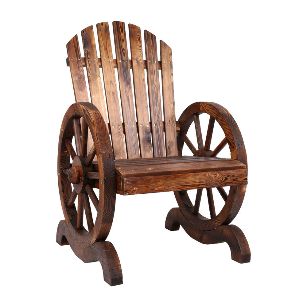 Rustic Outdoor Wooden Garden Chair - Brown - Homecoze