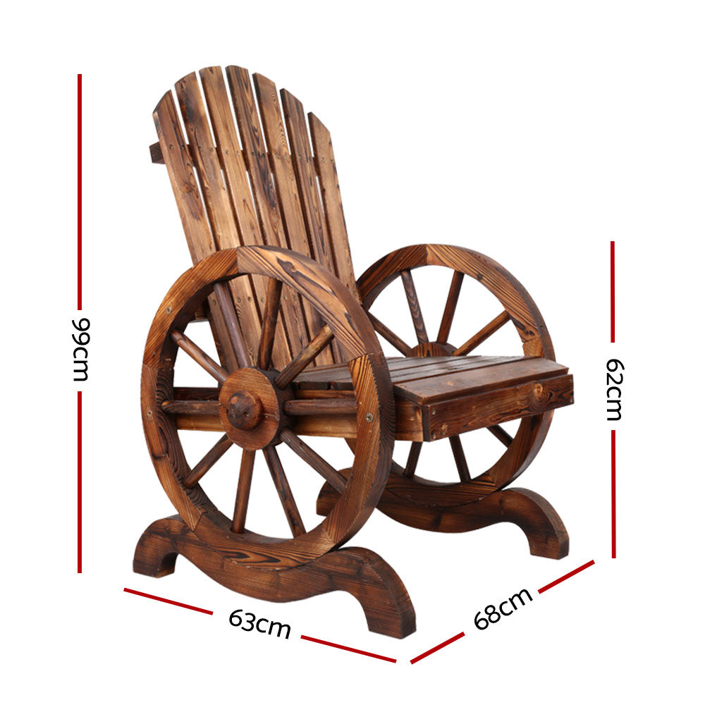 Rustic Outdoor Wooden Garden Chair - Brown