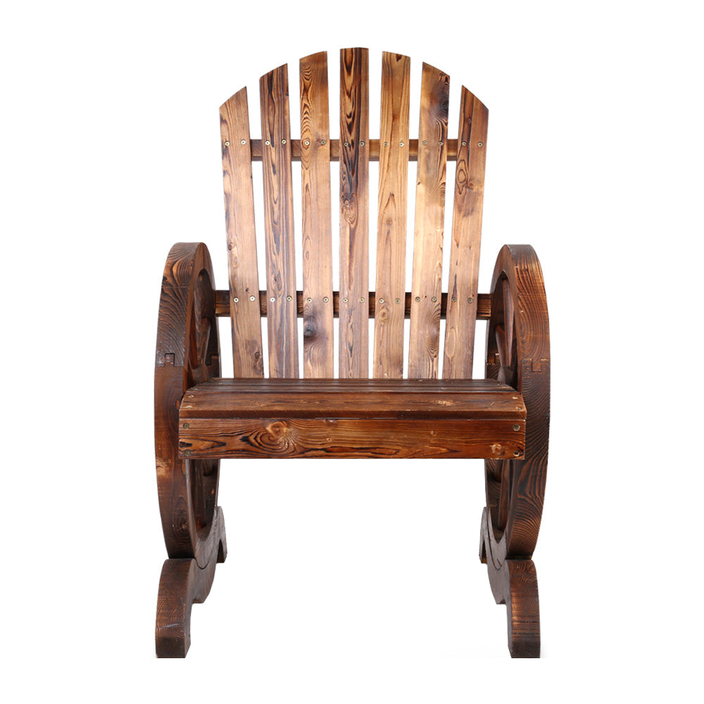 Rustic Outdoor Wooden Garden Chair - Brown - Homecoze