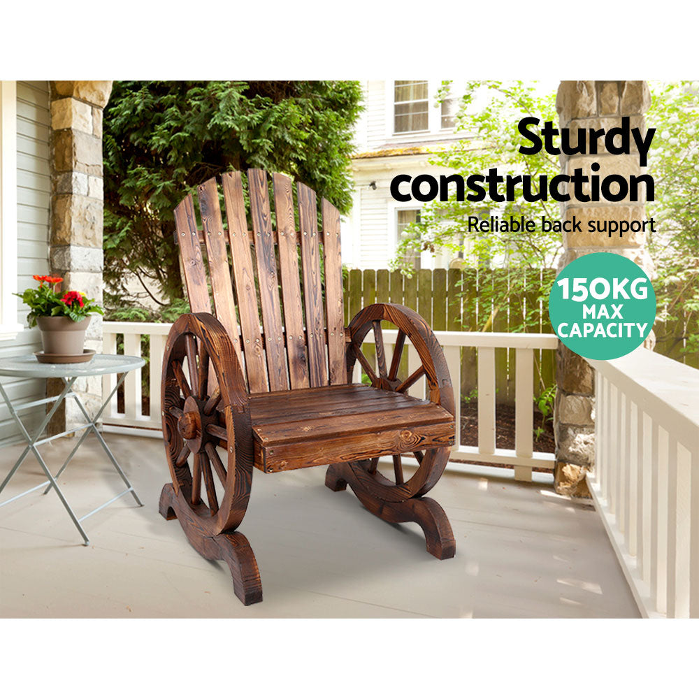 Rustic Outdoor Wooden Garden Chair - Brown