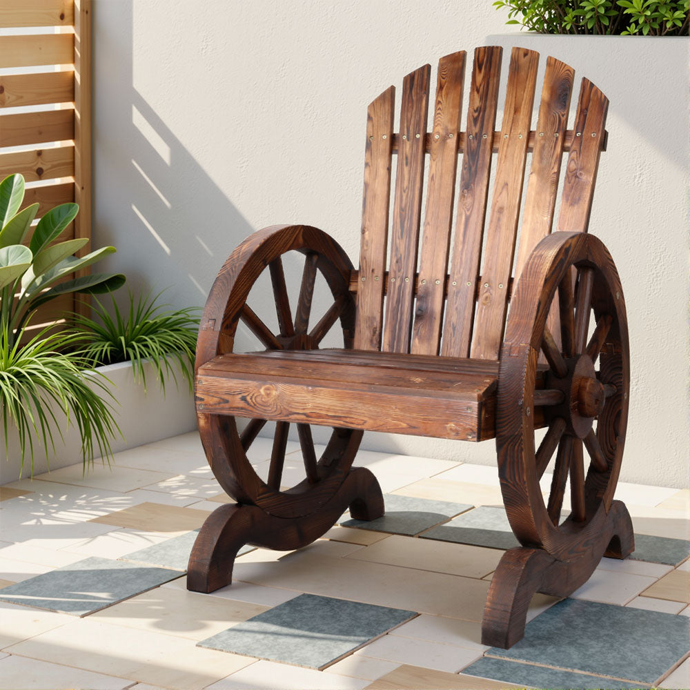 Rustic Outdoor Wooden Garden Chair - Brown - Homecoze