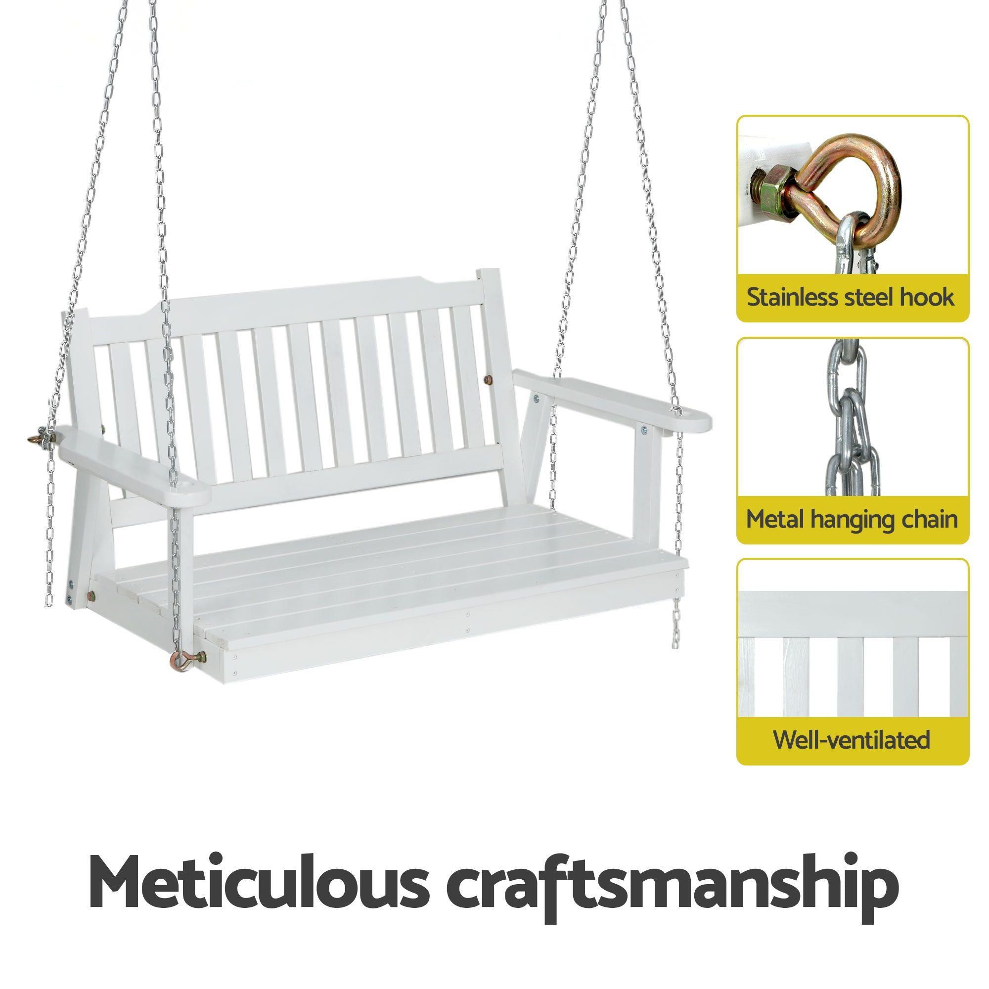 Aria (2 Seater) Outdoor Garden Bench Swing with Stand - White