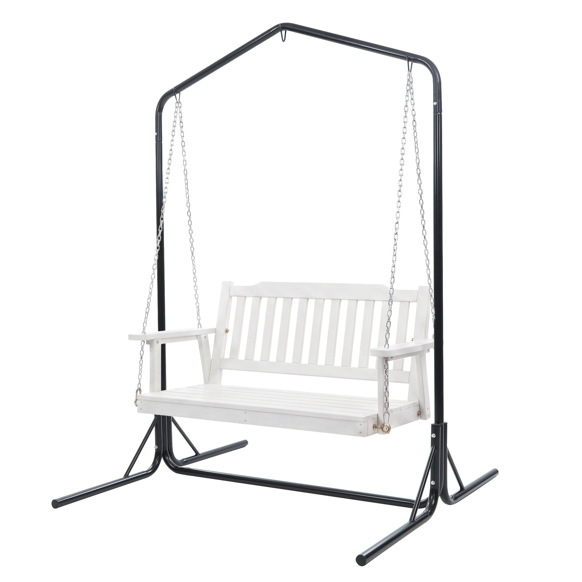 Aria (2 Seater) Outdoor Garden Bench Swing with Stand - White