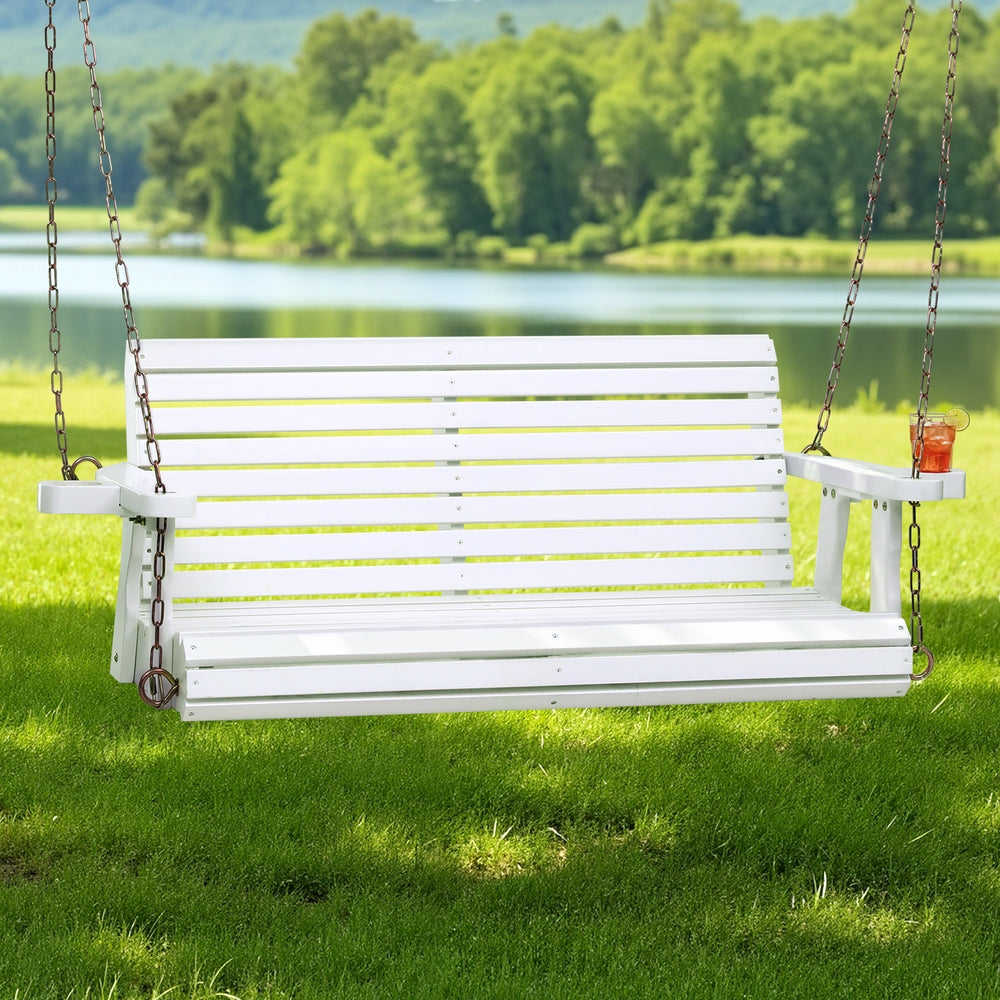 Esme (2 Seater) Garden Bench Swing - White - Homecoze