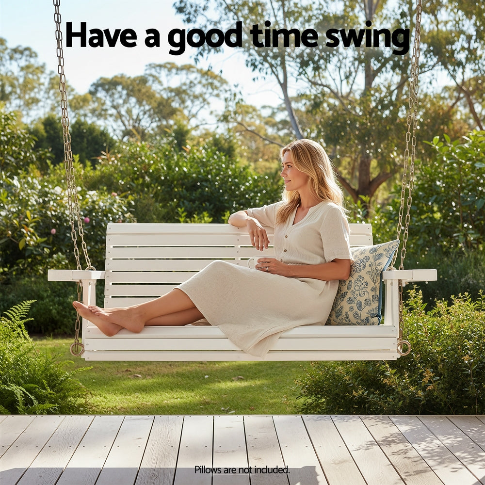 Esme (2 Seater) Garden Bench Swing - White - Homecoze