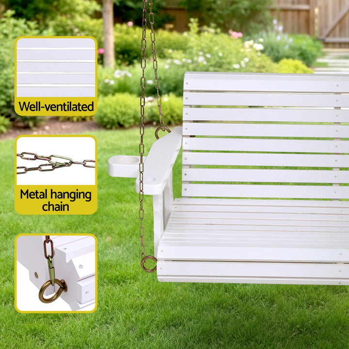 Esme (2 Seater) Garden Bench Swing - White - Homecoze