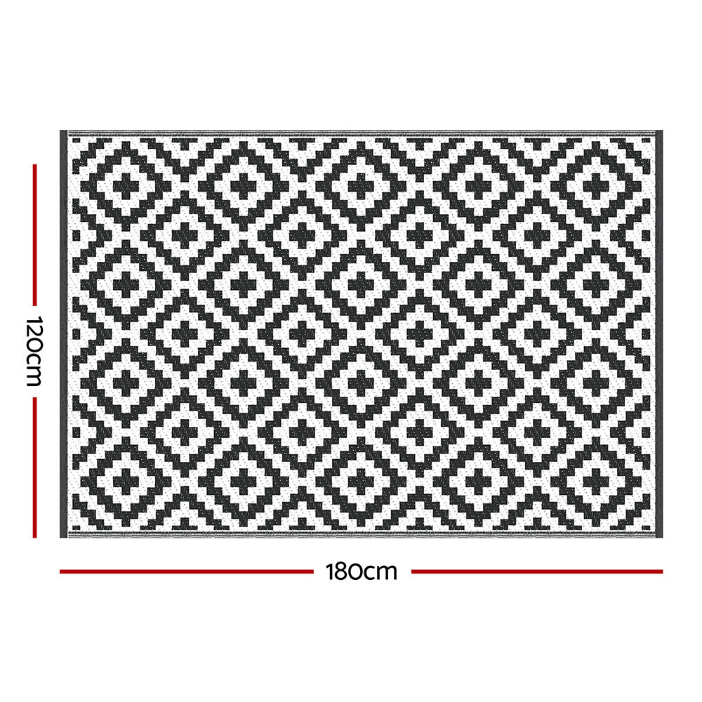 Gardeon Outdoor Rugs 120x180cm Large Carpet Reversible Area Mat PP Dual-Sided Patio Rug Cross - Homecoze