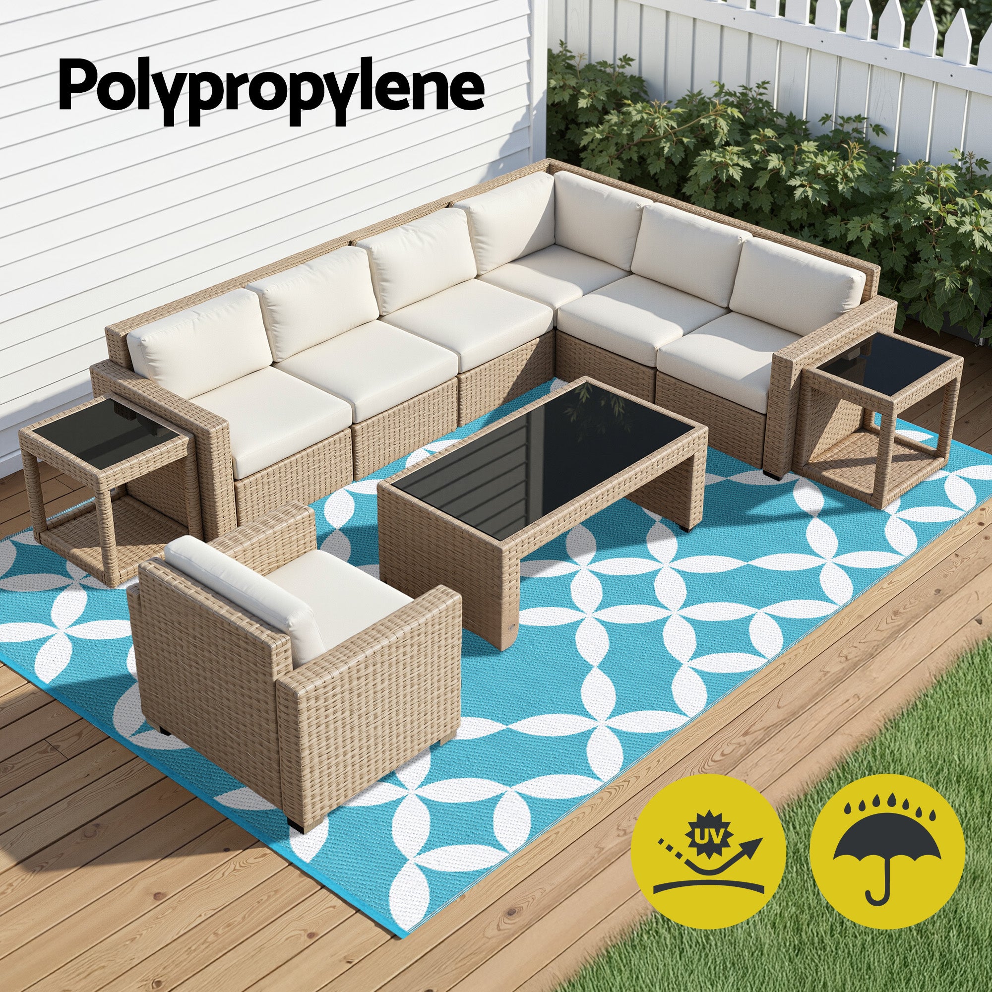 Coogee XL Reversible Outdoor Rug (274 x 366cm) - Homecoze