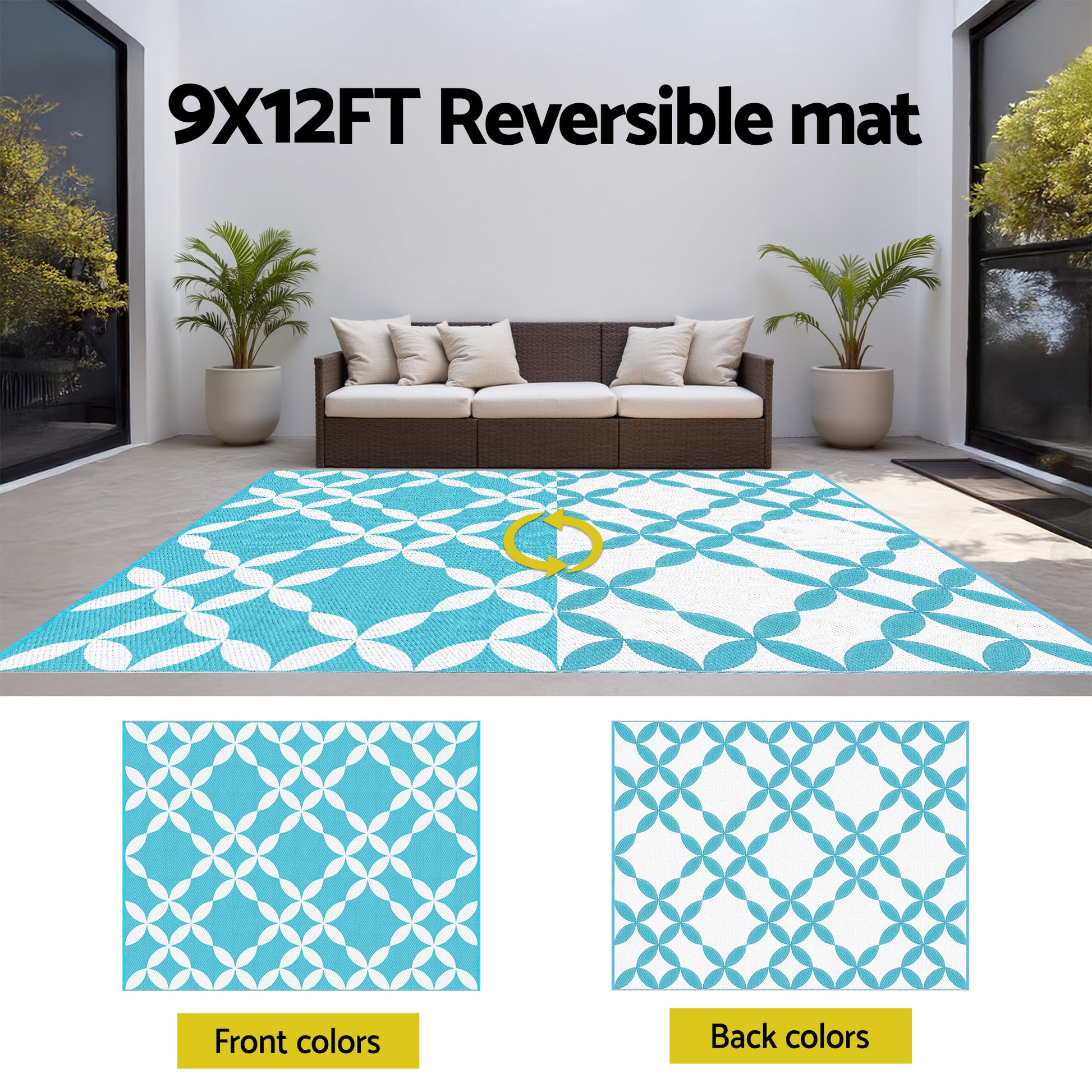 Coogee XL Reversible Outdoor Rug (274 x 366cm) - Homecoze
