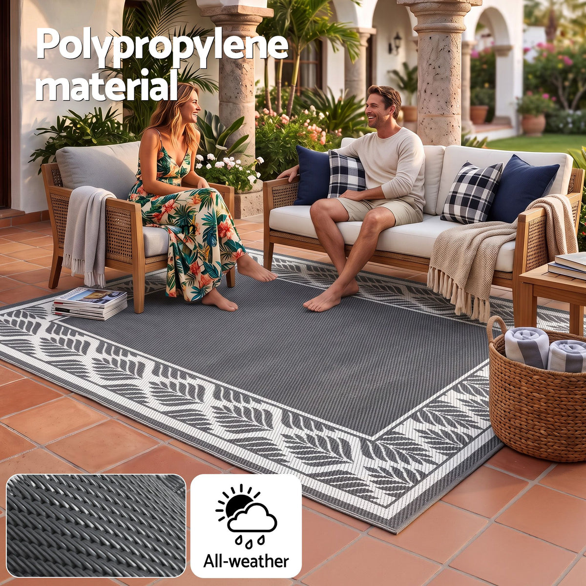 Daintree XL Reversible Outdoor Rug (274 x 366cm)