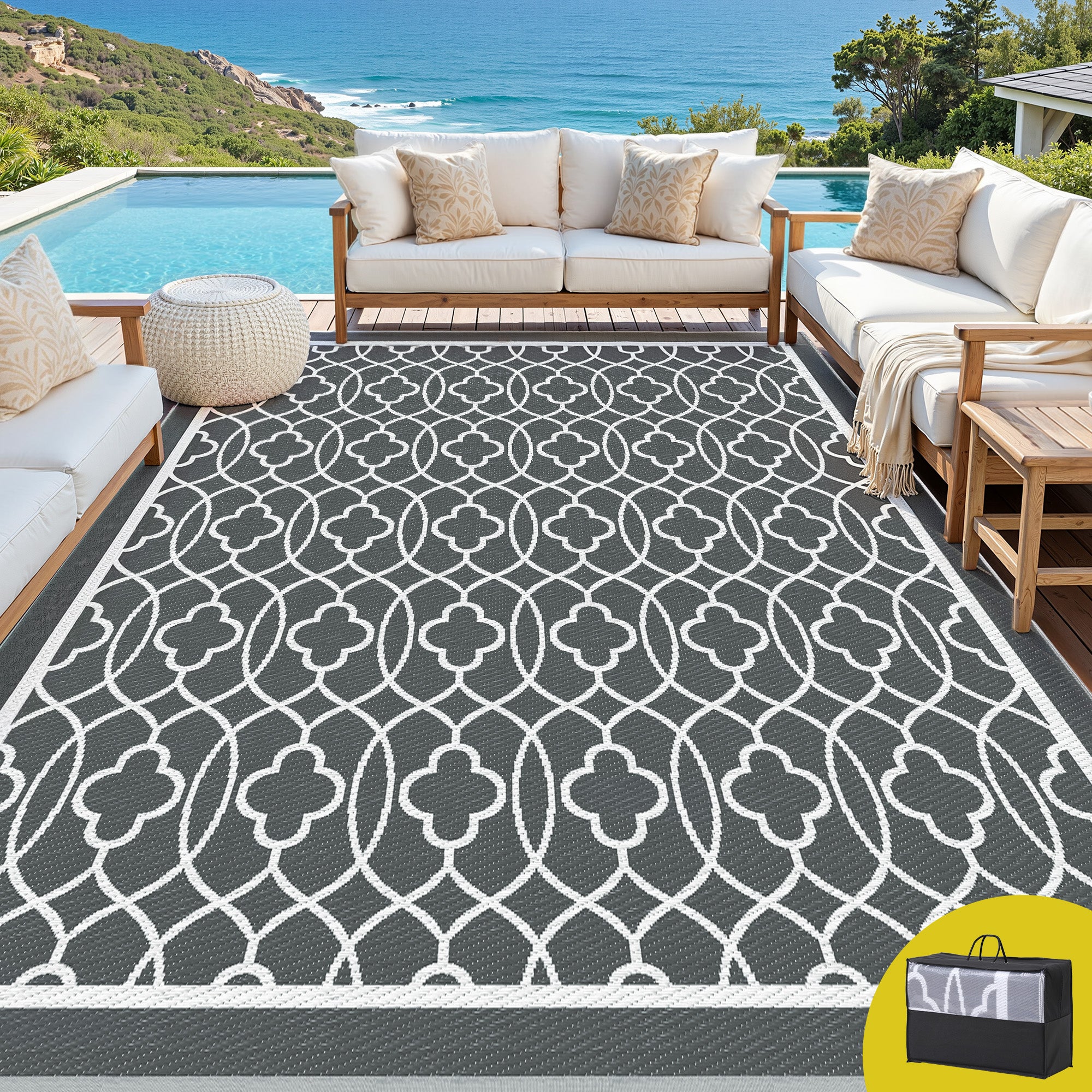 Warrina XL Reversible Outdoor Rug (274 x 366cm) - Homecoze