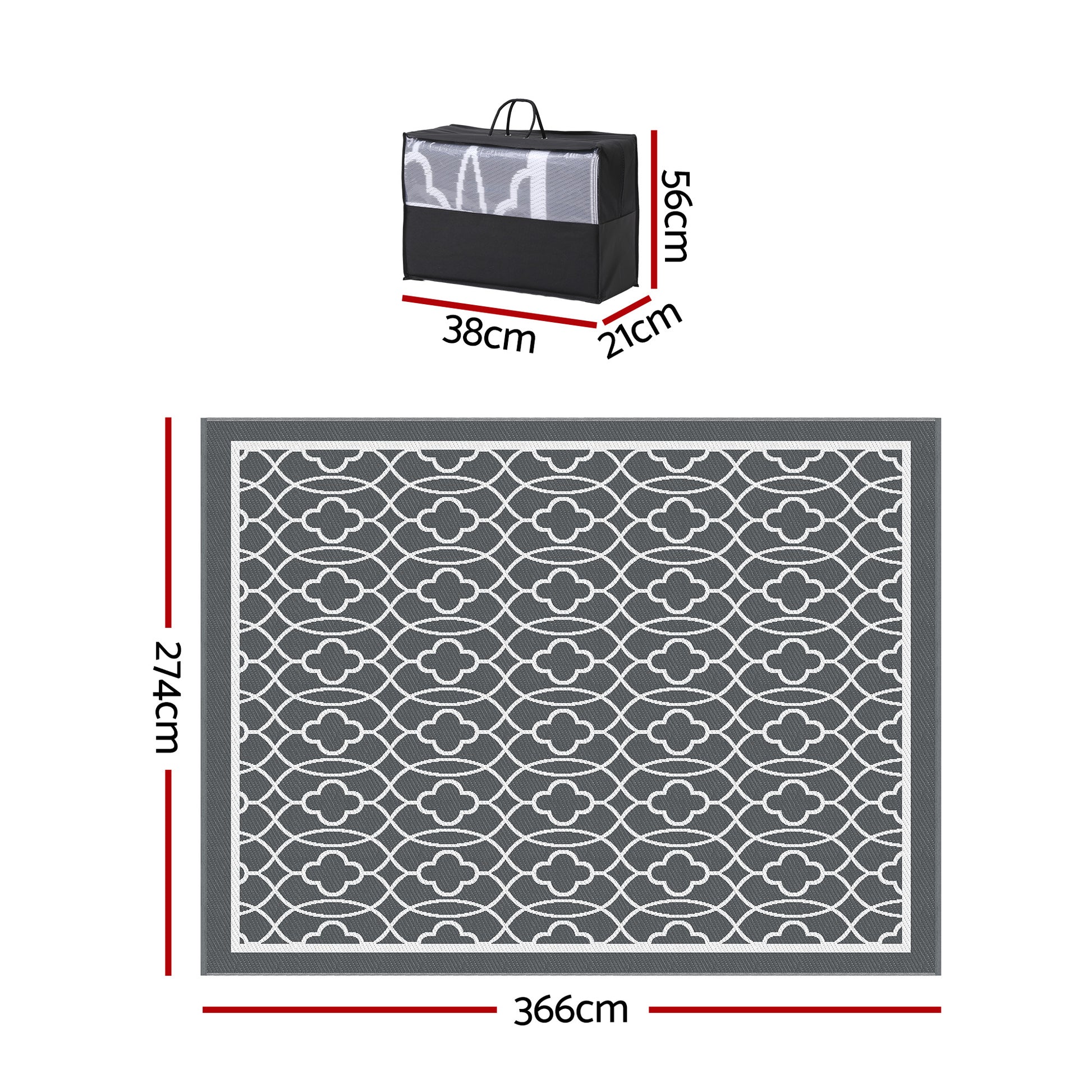 Warrina XL Reversible Outdoor Rug (274 x 366cm) - Homecoze