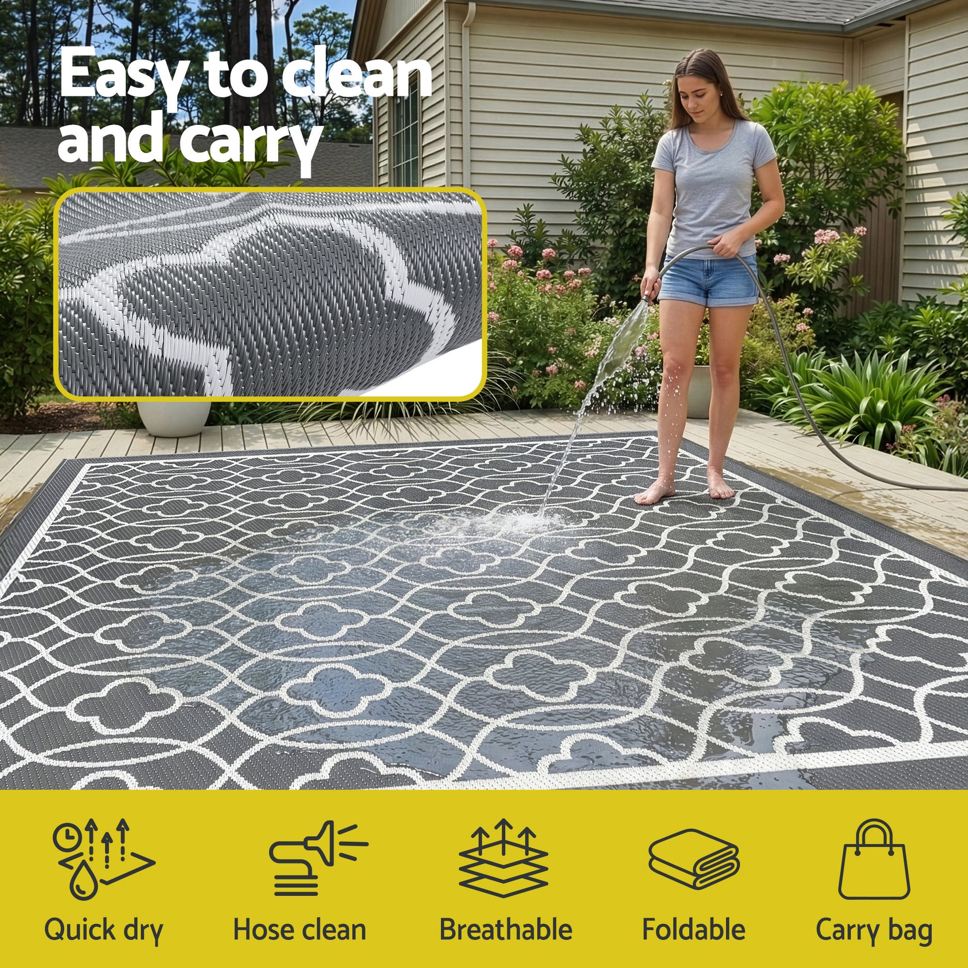 Warrina XL Reversible Outdoor Rug (274 x 366cm) - Homecoze