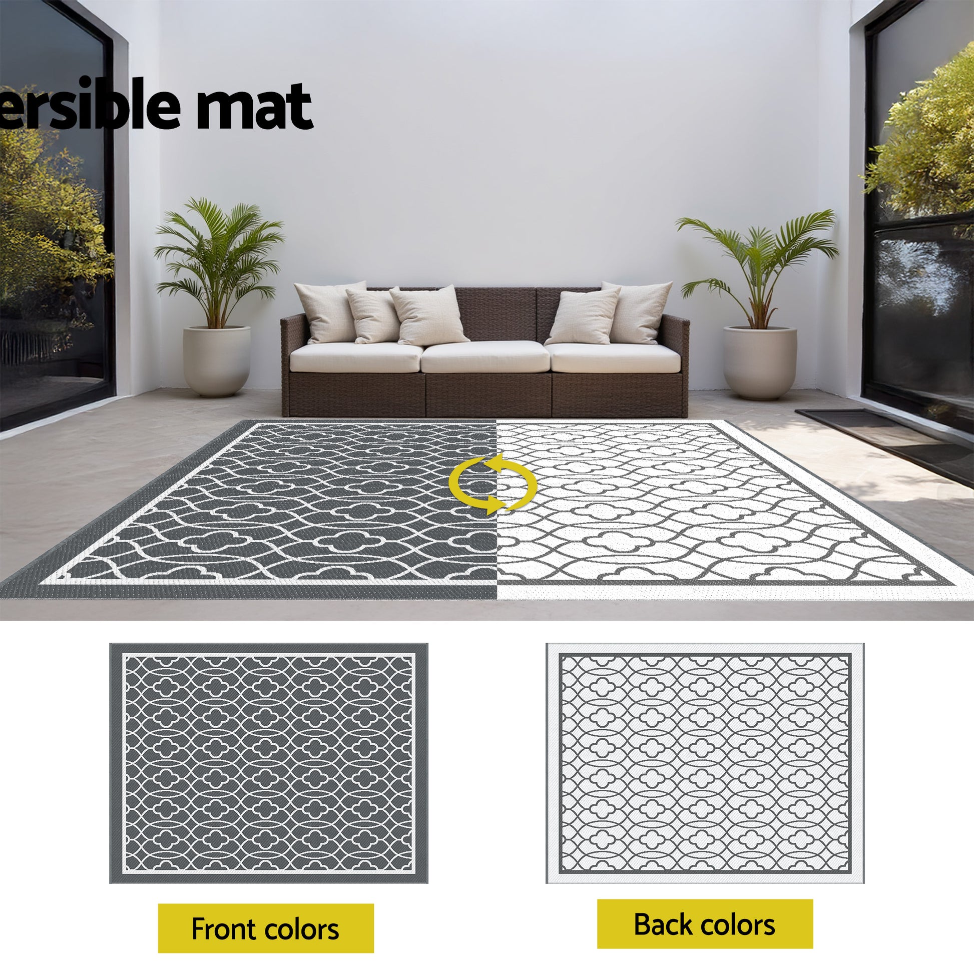 Warrina XL Reversible Outdoor Rug (274 x 366cm) - Homecoze