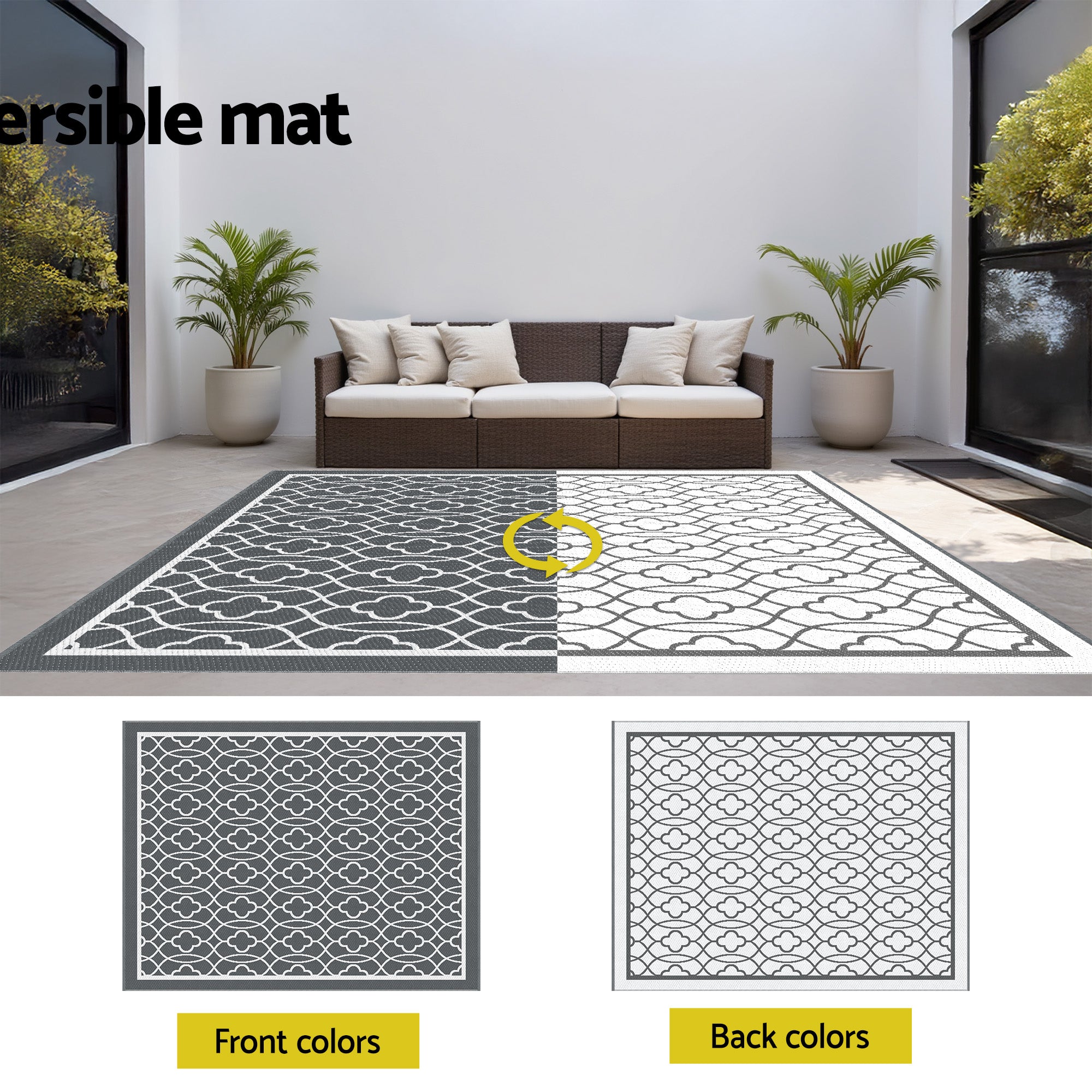 Warrina XL Reversible Outdoor Rug (274 x 366cm) - Homecoze