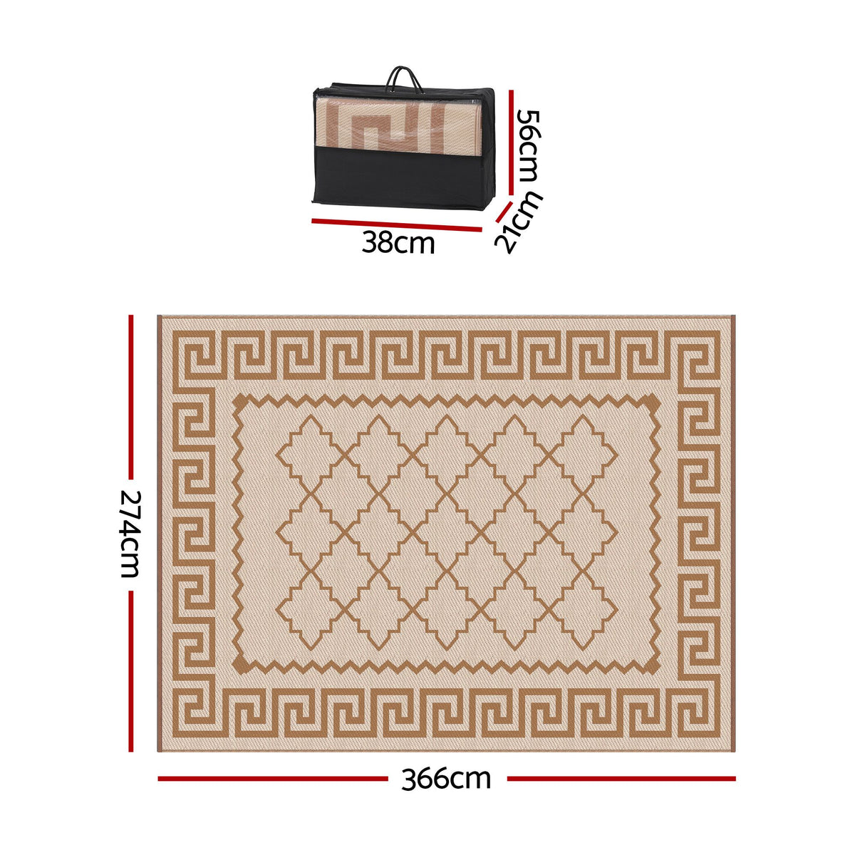 Roma XL Reversible Outdoor Rug (274 x 366cm) - Khaki