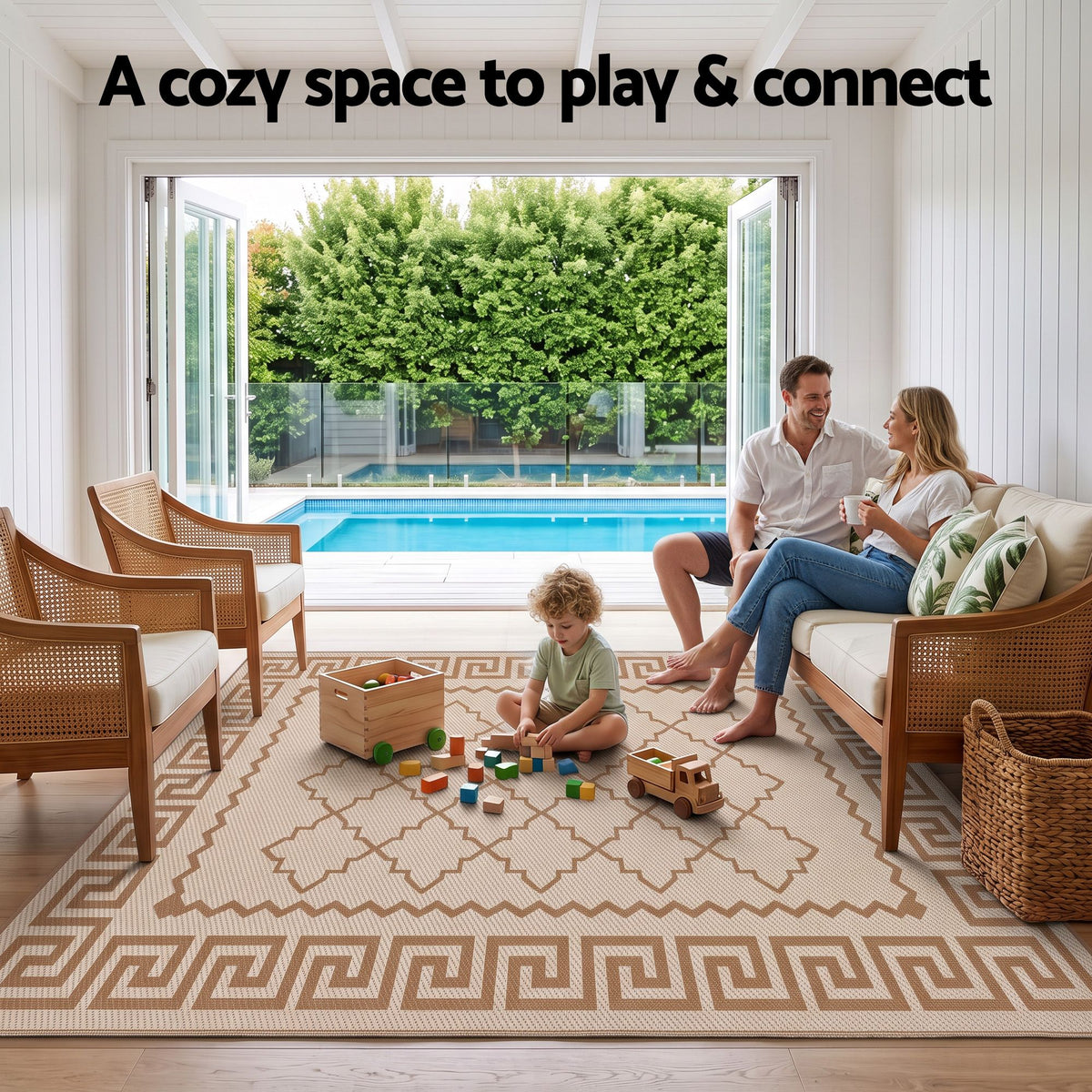 Roma XL Reversible Outdoor Rug (274 x 366cm) - Khaki