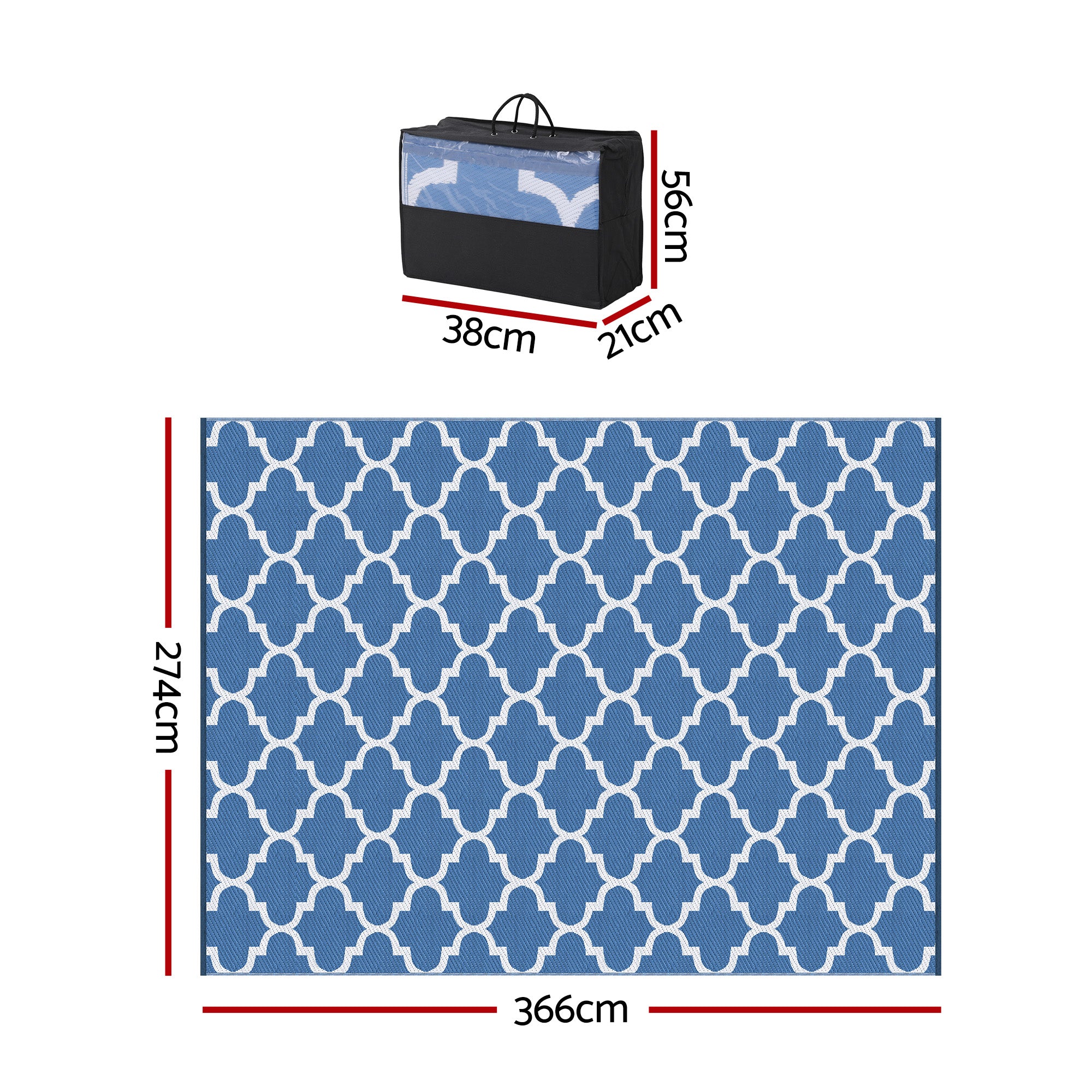 Azure XL Reversible Outdoor Rug (274 x 366cm) - Homecoze
