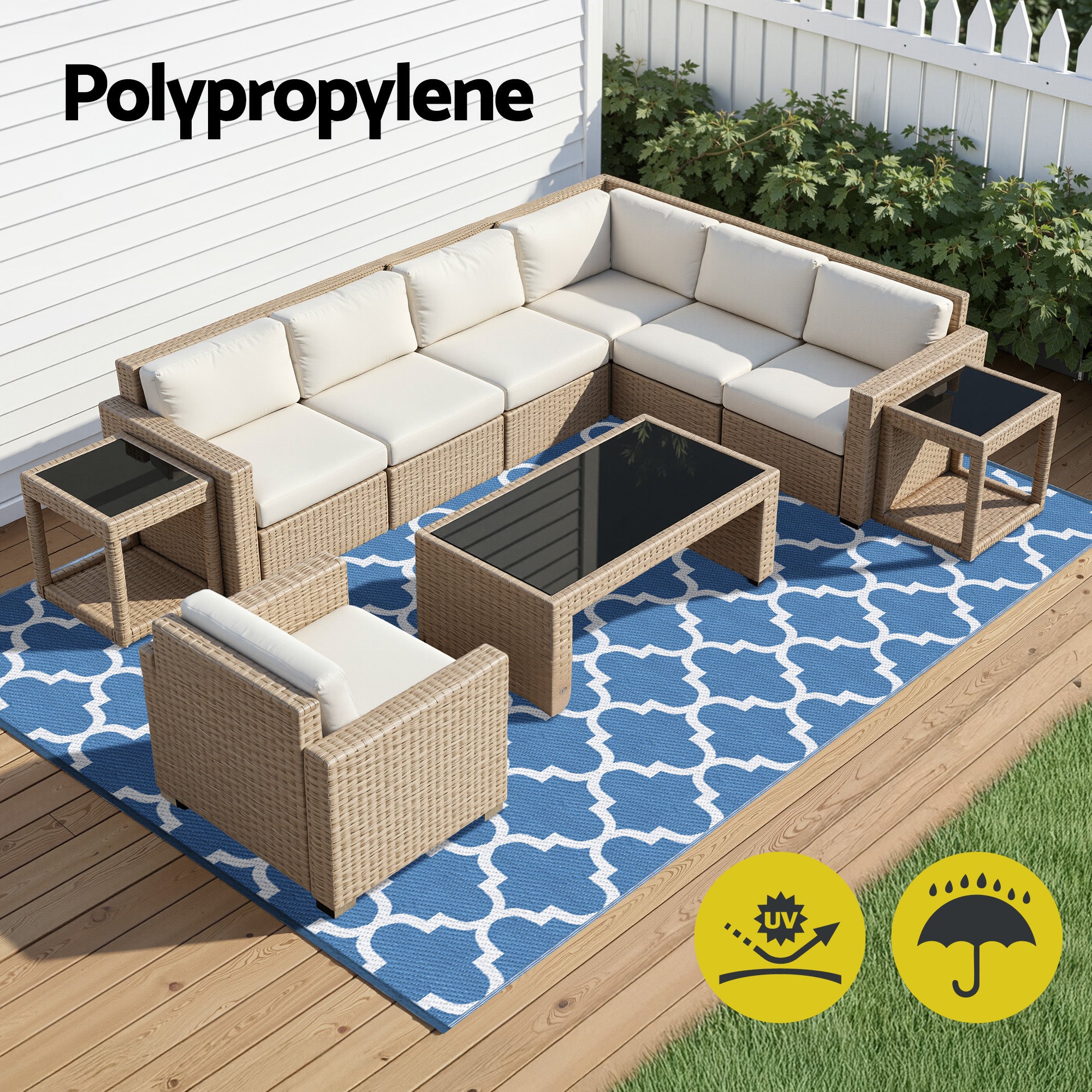 Azure XL Reversible Outdoor Rug (274 x 366cm) - Homecoze