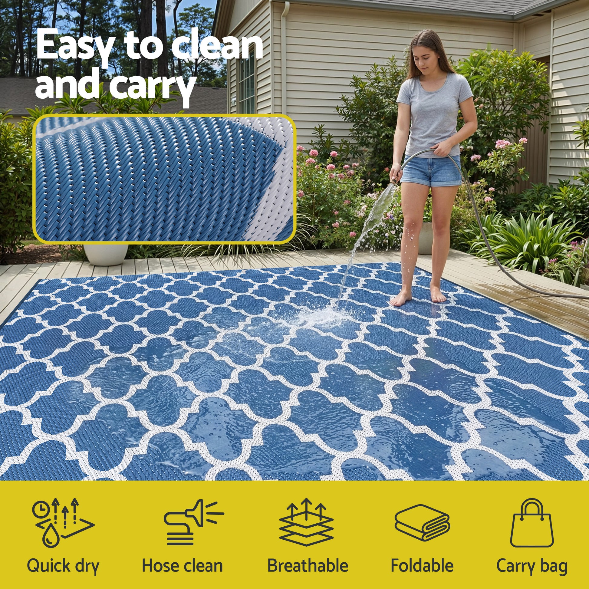 Azure XL Reversible Outdoor Rug (274 x 366cm) - Homecoze