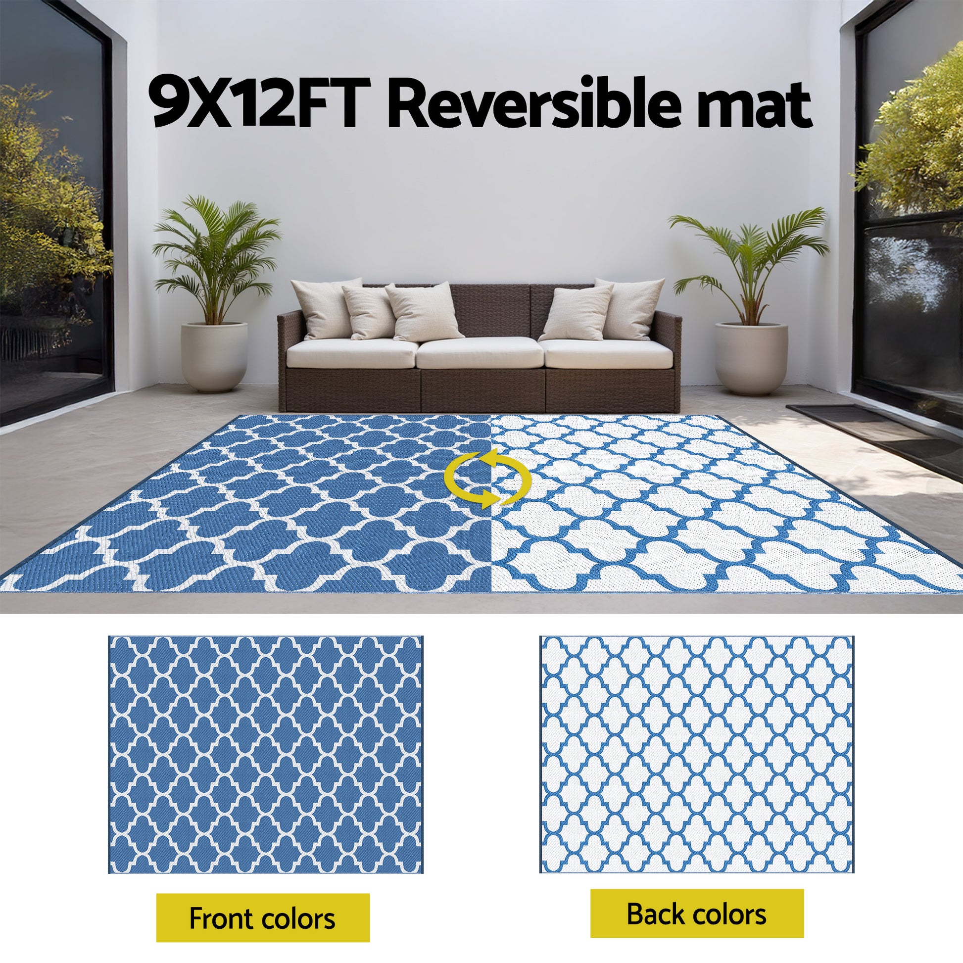 Azure XL Reversible Outdoor Rug (274 x 366cm) - Homecoze