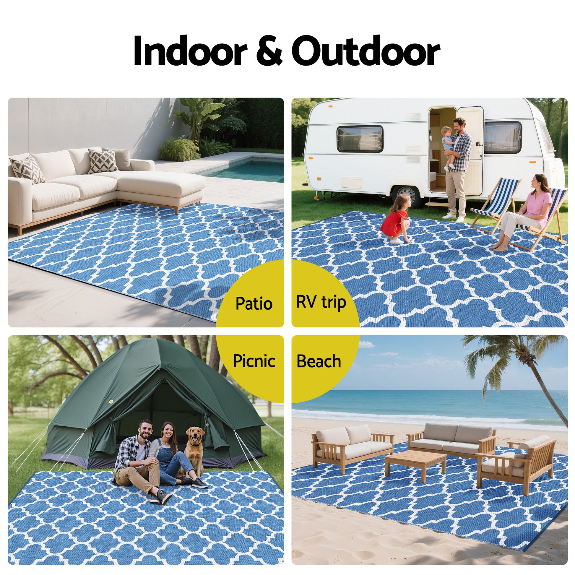 Azure XL Reversible Outdoor Rug (274 x 366cm) - Homecoze
