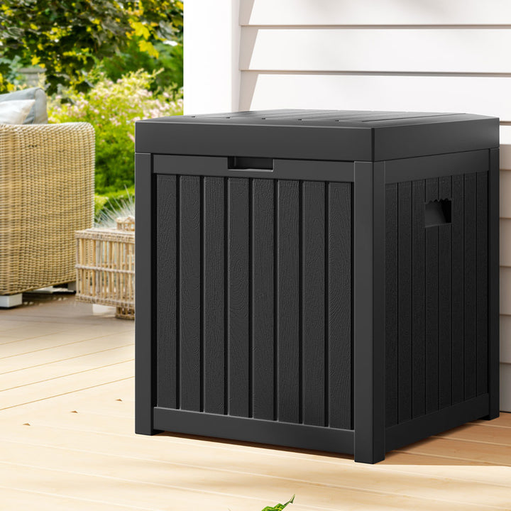 195L Outdoor Polypropylene Garden Storage Box - Black - Homecoze