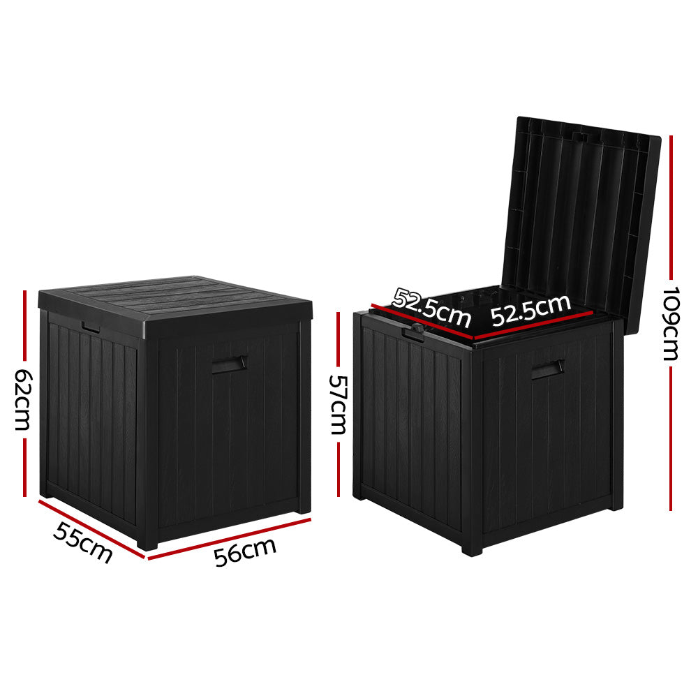 195L Outdoor Polypropylene Garden Storage Box - Black - Homecoze
