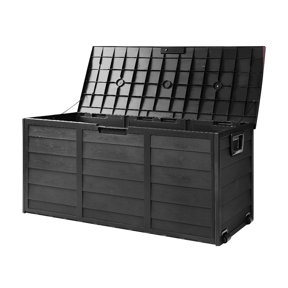 290L Polypropylene Outdoor Storage Box - All Black - Homecoze