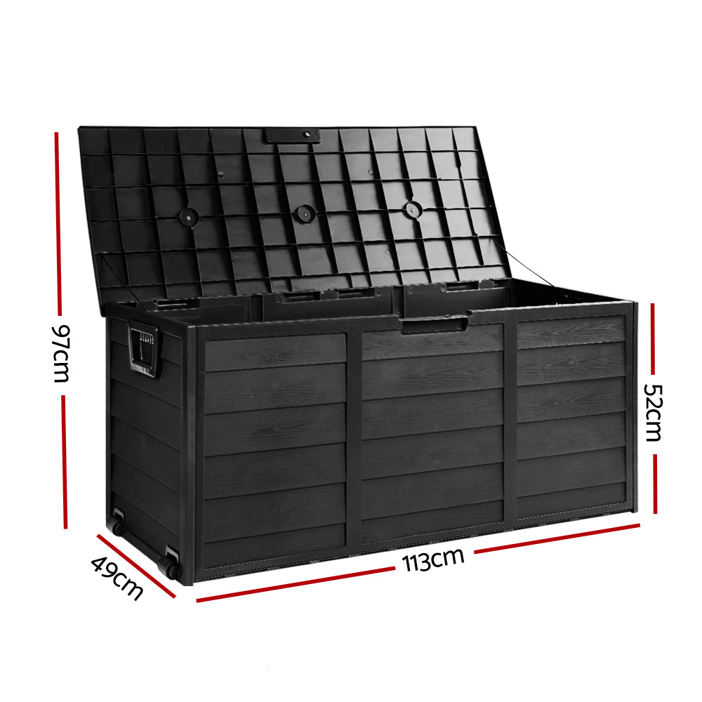 290L Polypropylene Outdoor Storage Box - All Black - Homecoze