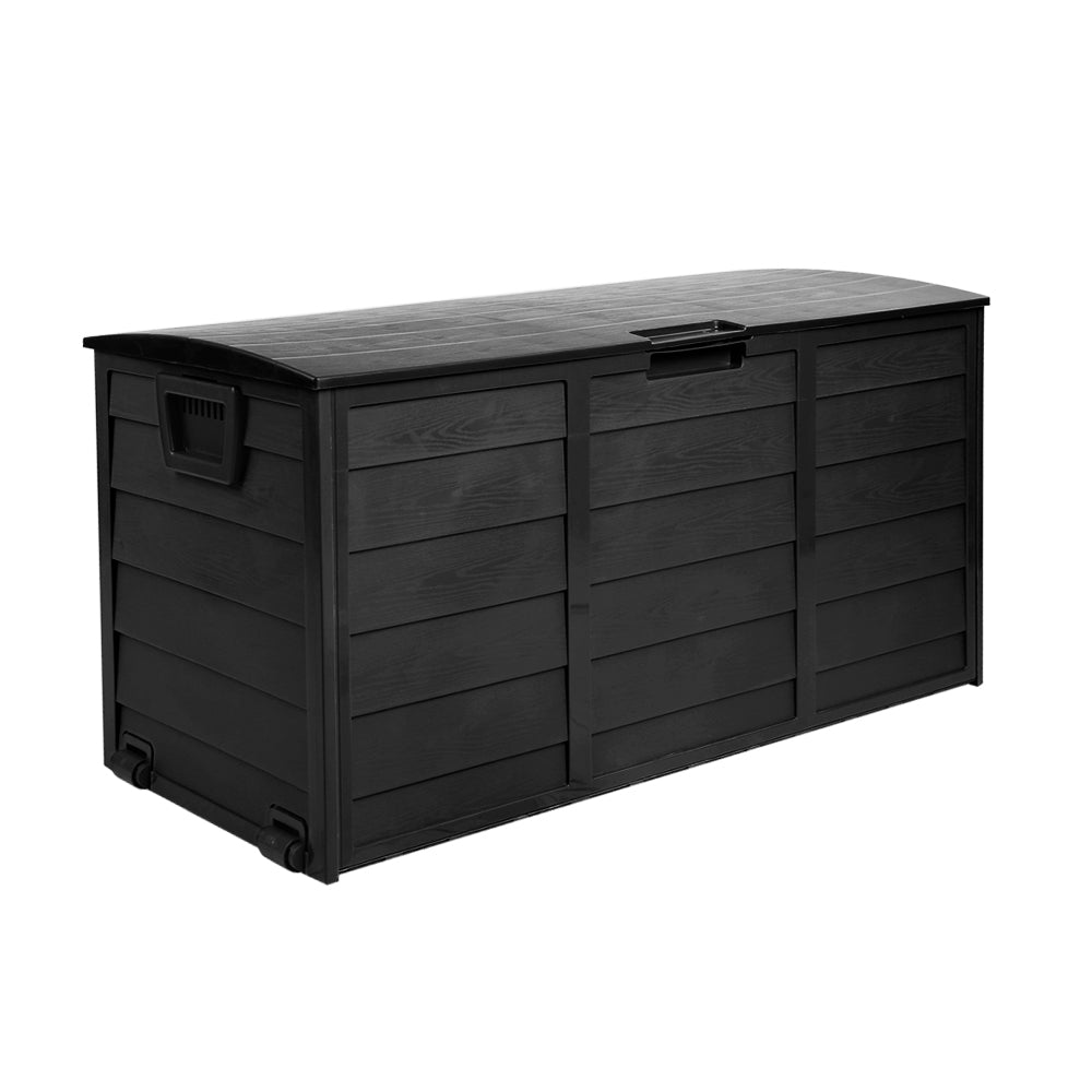290L Polypropylene Outdoor Storage Box - All Black - Homecoze