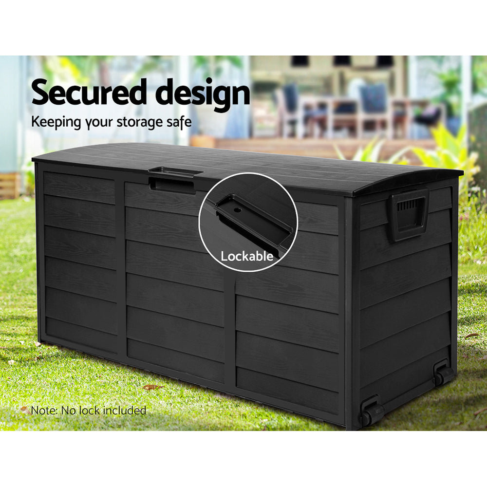 290L Polypropylene Outdoor Storage Box - All Black - Homecoze
