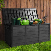 290L Polypropylene Outdoor Storage Box - All Black - Homecoze