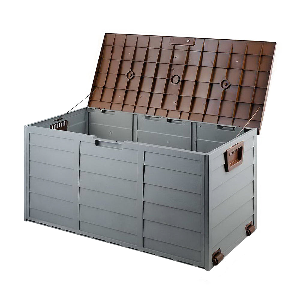 290L Polypropylene Outdoor Storage Box - Brown - Homecoze