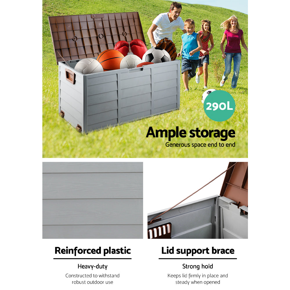 290L Polypropylene Outdoor Storage Box - Brown - Homecoze