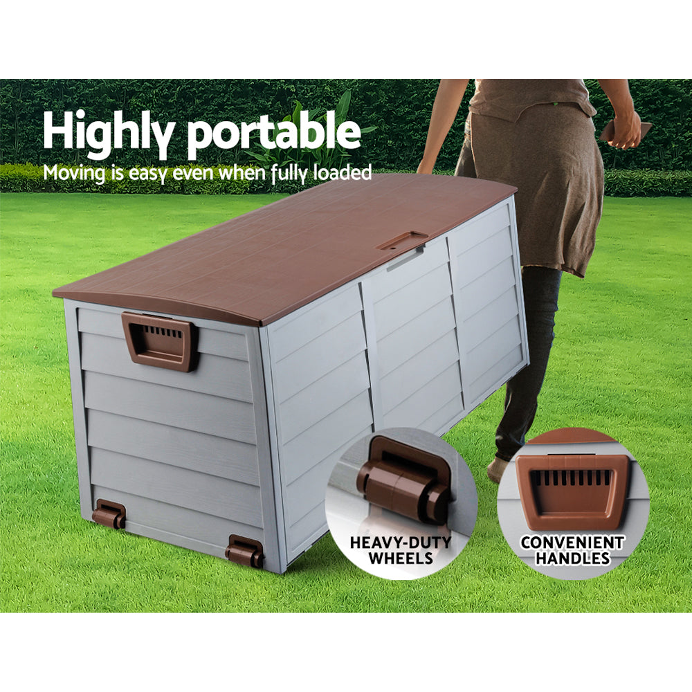 290L Polypropylene Outdoor Storage Box - Brown - Homecoze