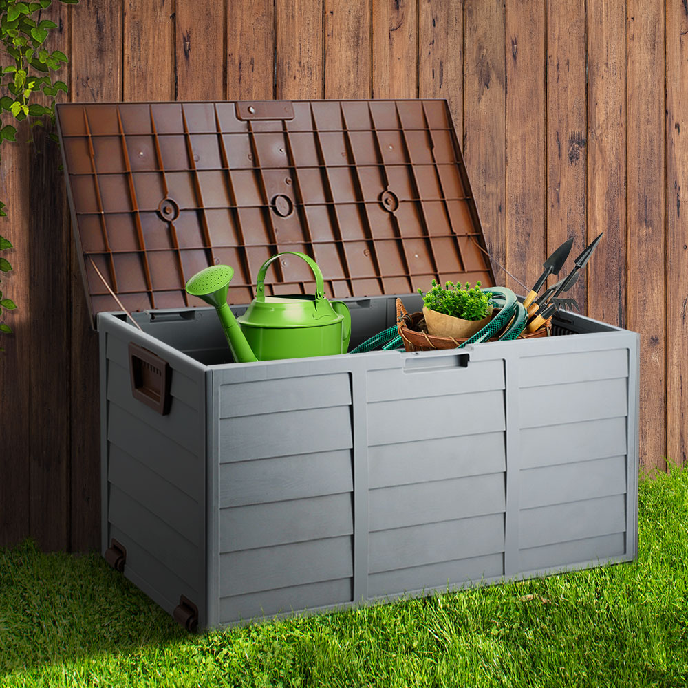 290L Polypropylene Outdoor Storage Box - Brown - Homecoze