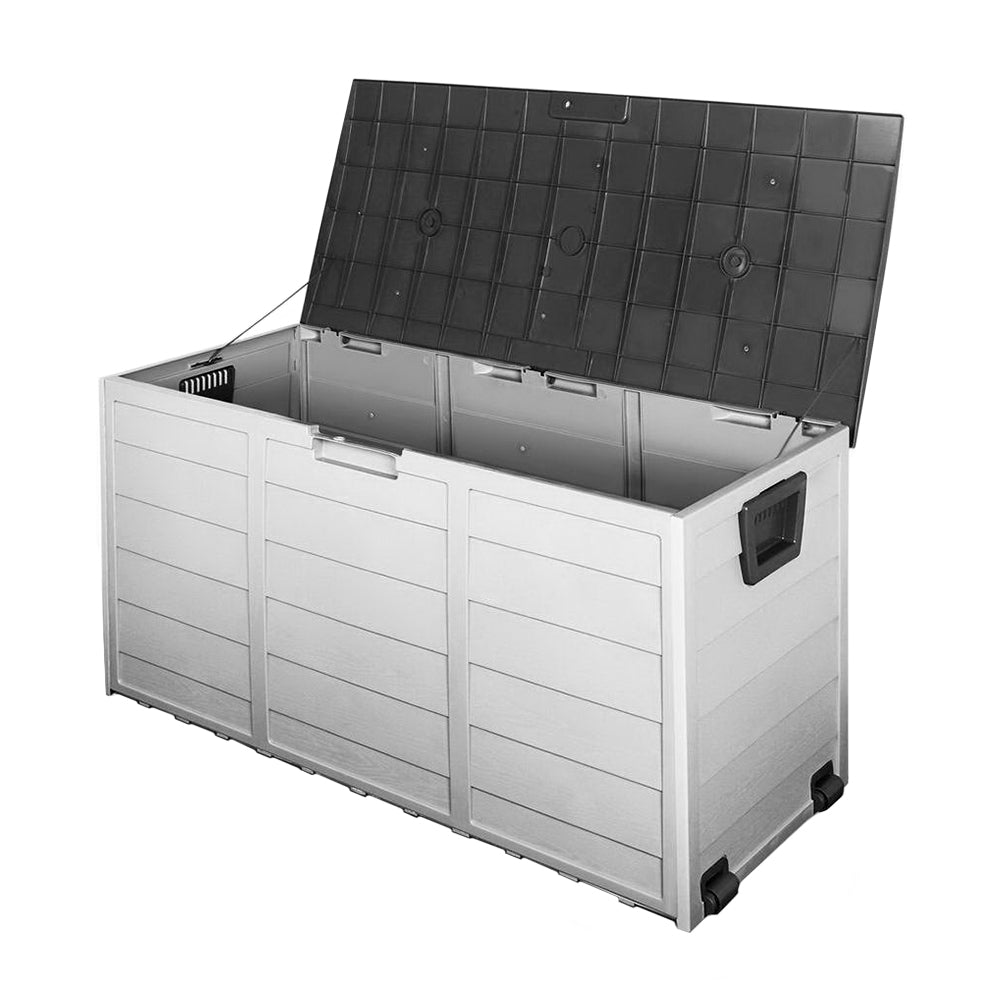 290L Polypropylene Outdoor Storage Box - Grey & Black - Homecoze