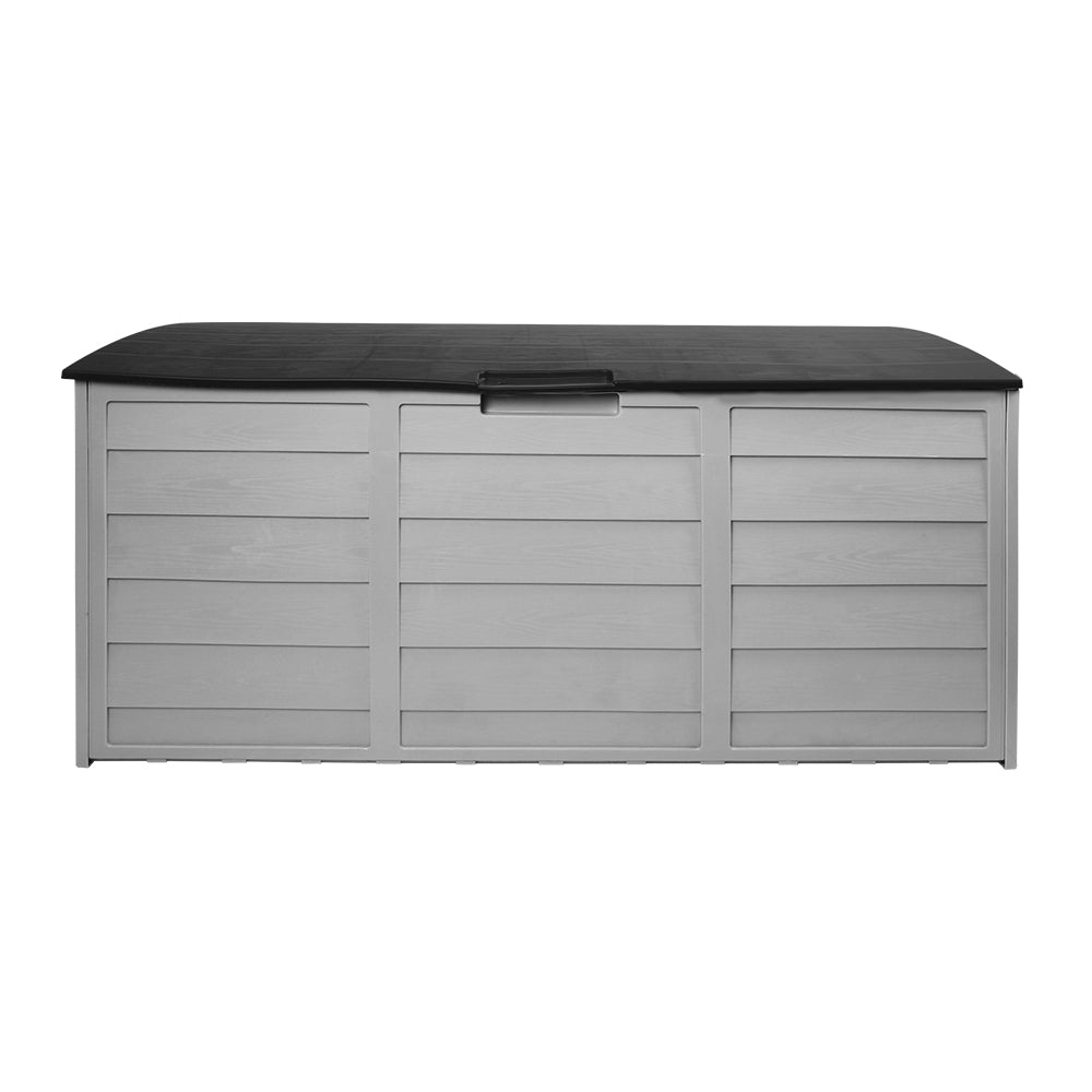 290L Polypropylene Outdoor Storage Box - Grey & Black - Homecoze