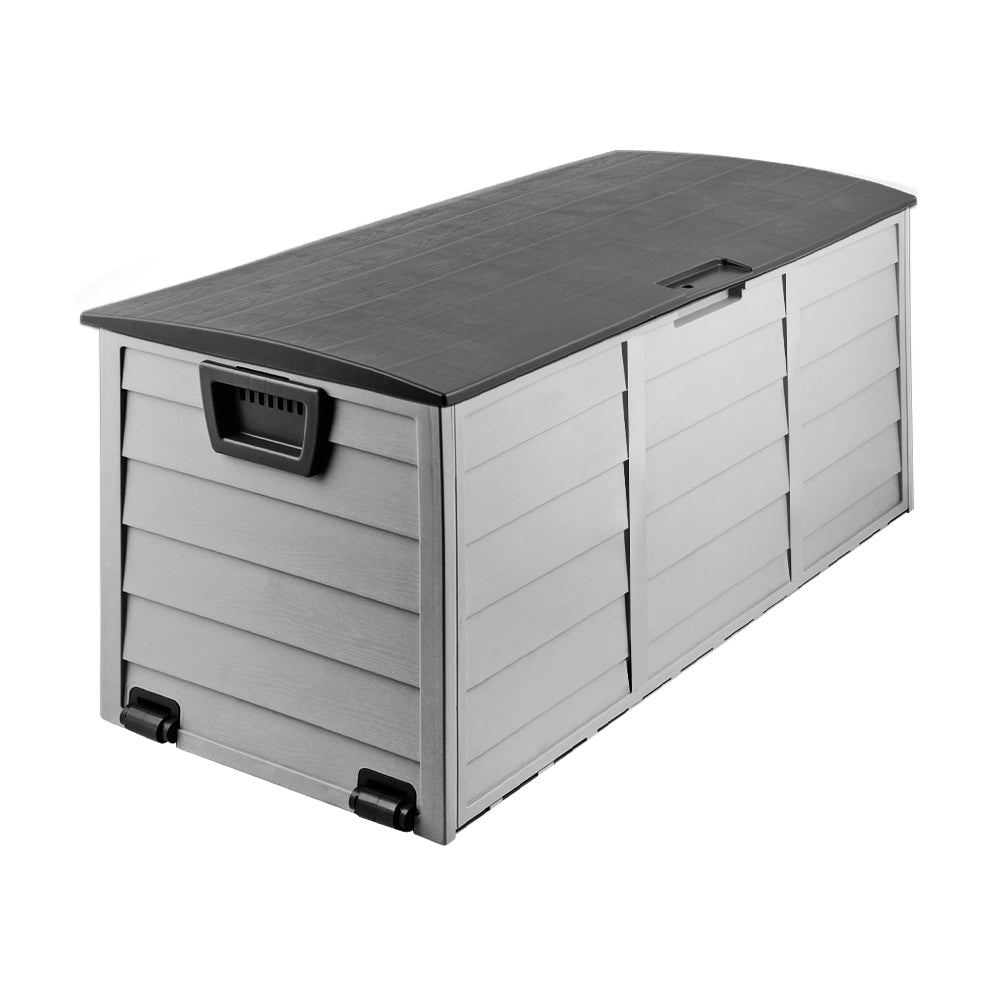 290L Polypropylene Outdoor Storage Box - Grey & Black - Homecoze