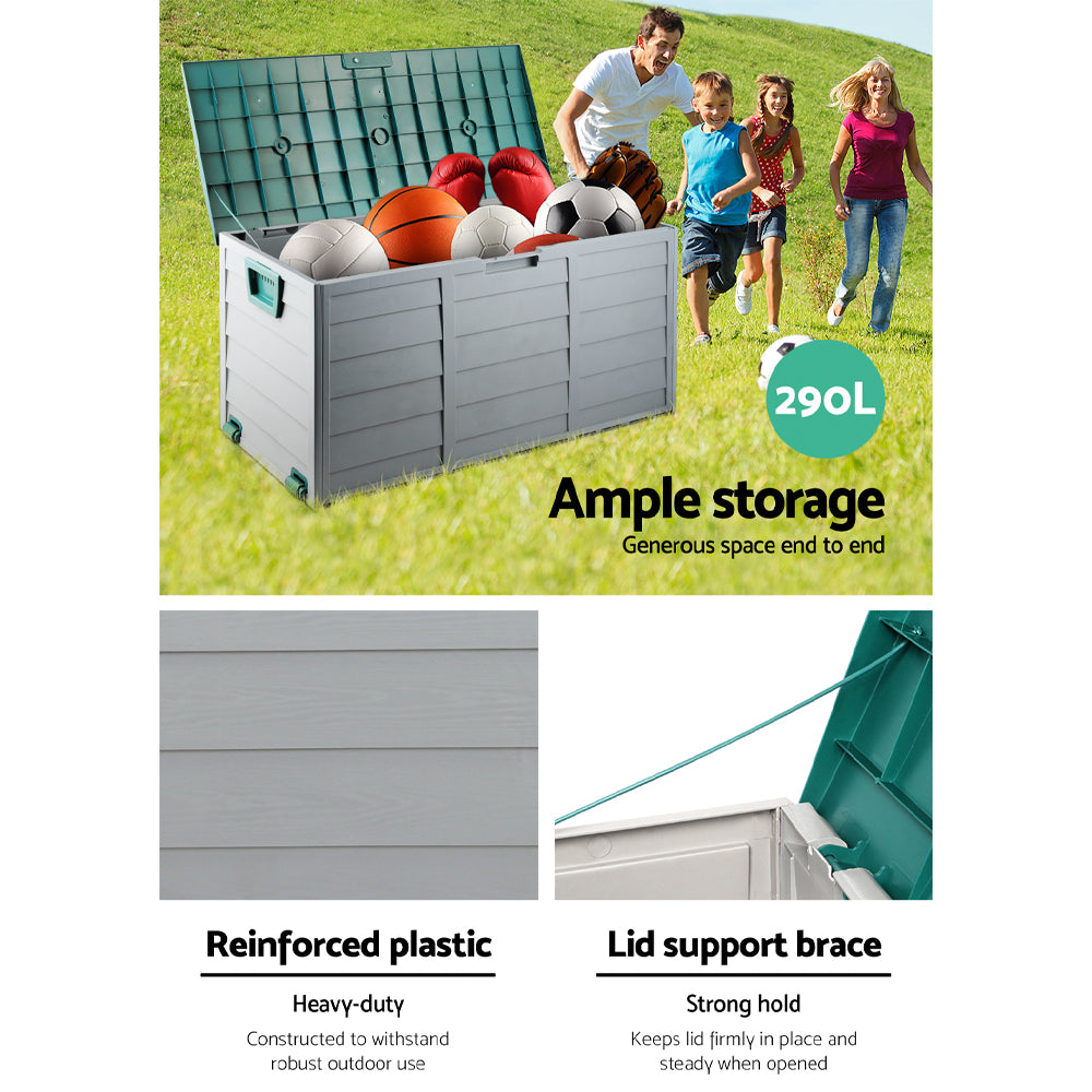 290L Polypropylene Outdoor Storage Box - Green - Homecoze