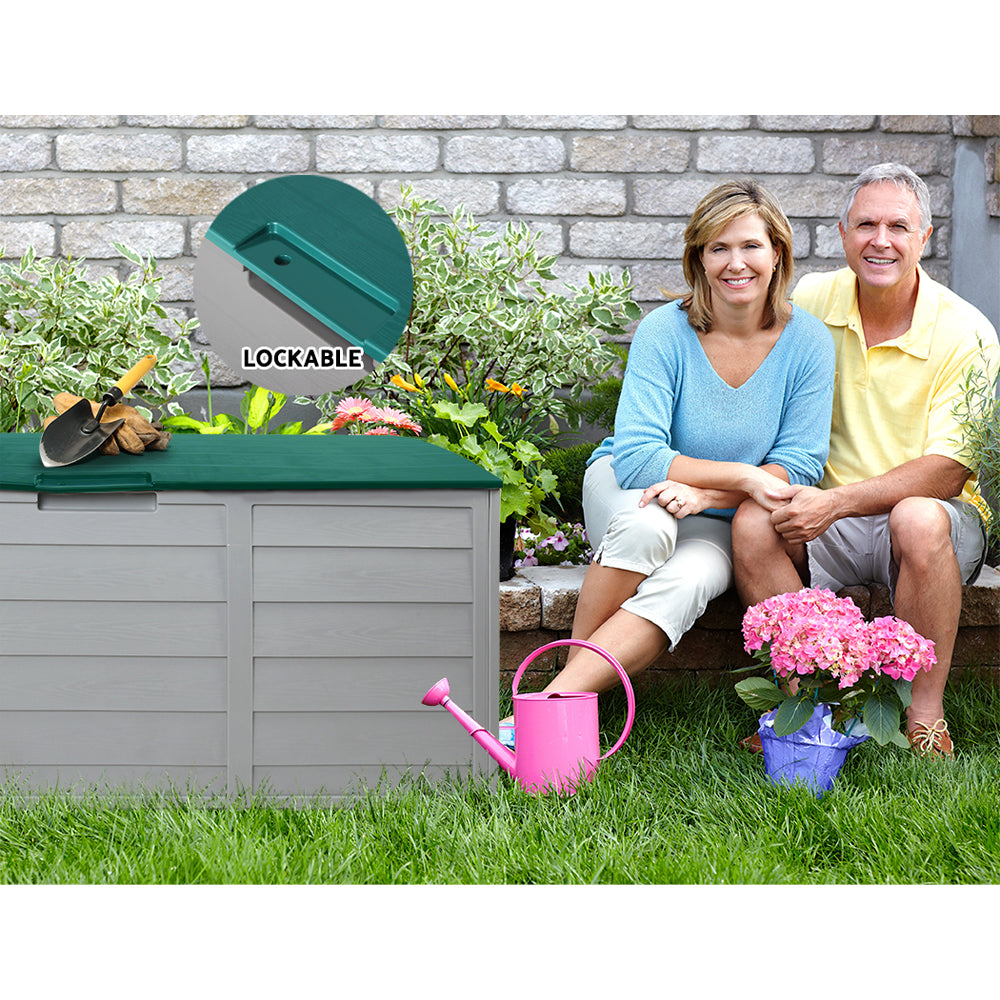 290L Polypropylene Outdoor Storage Box - Green - Homecoze