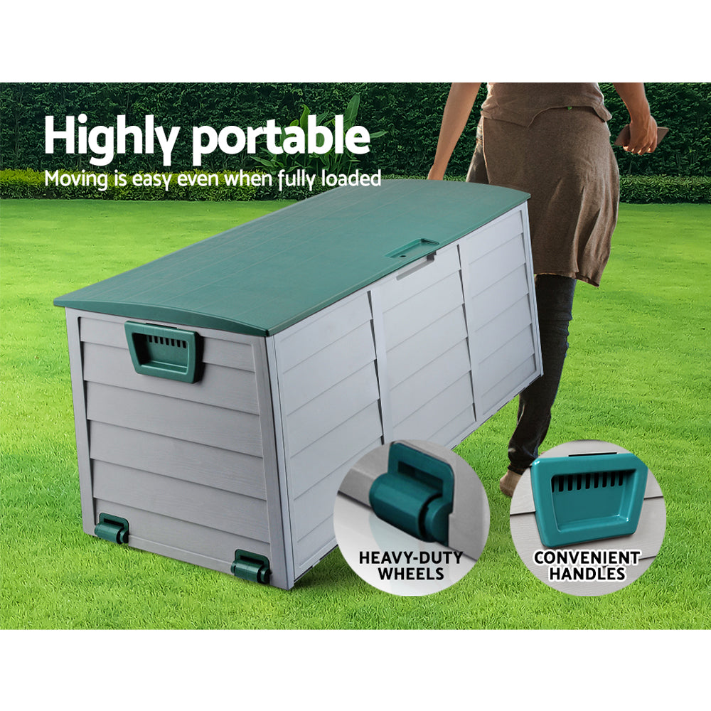 290L Polypropylene Outdoor Storage Box - Green - Homecoze