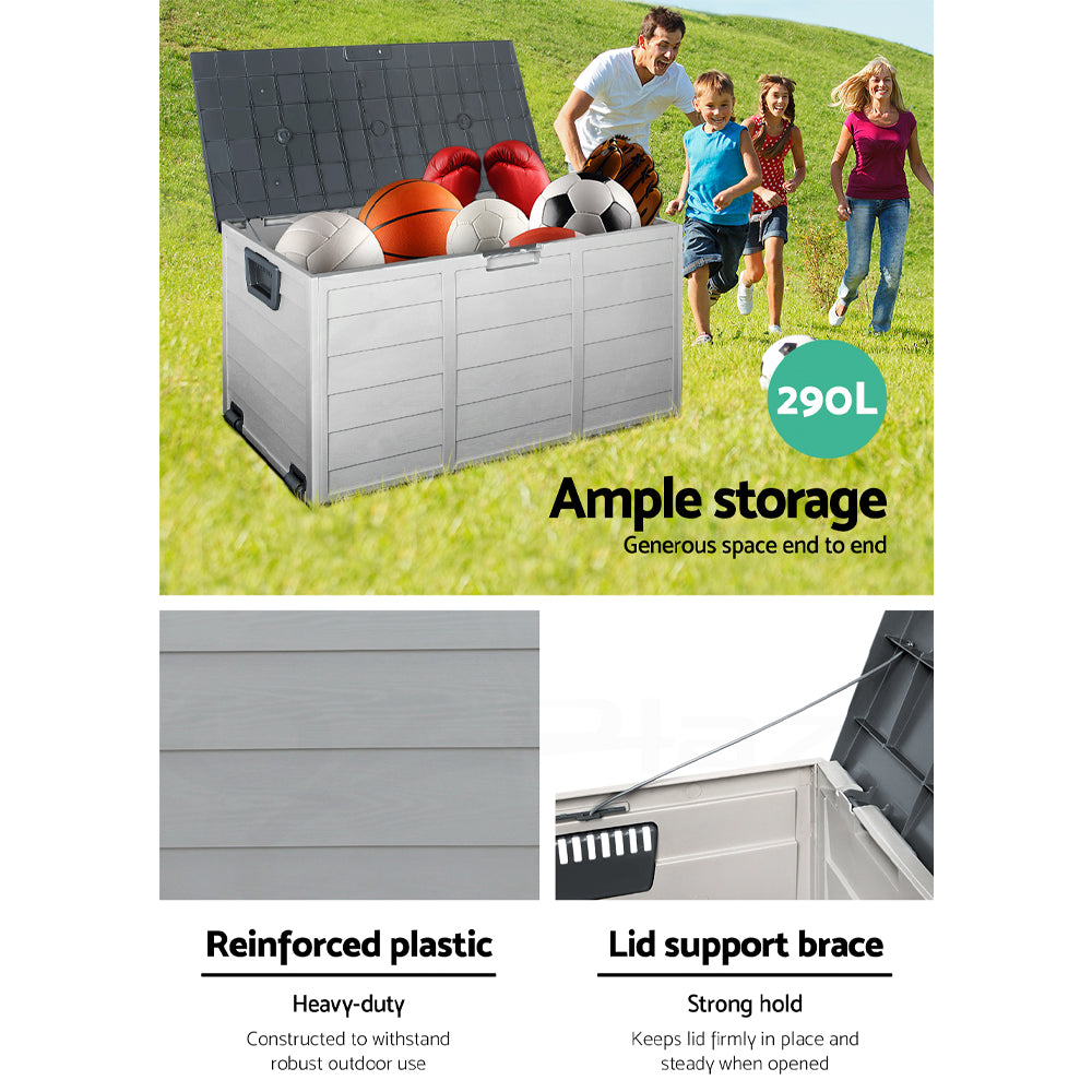 290L Polypropylene Outdoor Storage Box - Grey - Homecoze