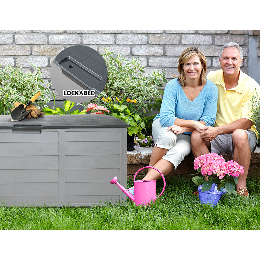 290L Polypropylene Outdoor Storage Box - Grey - Homecoze