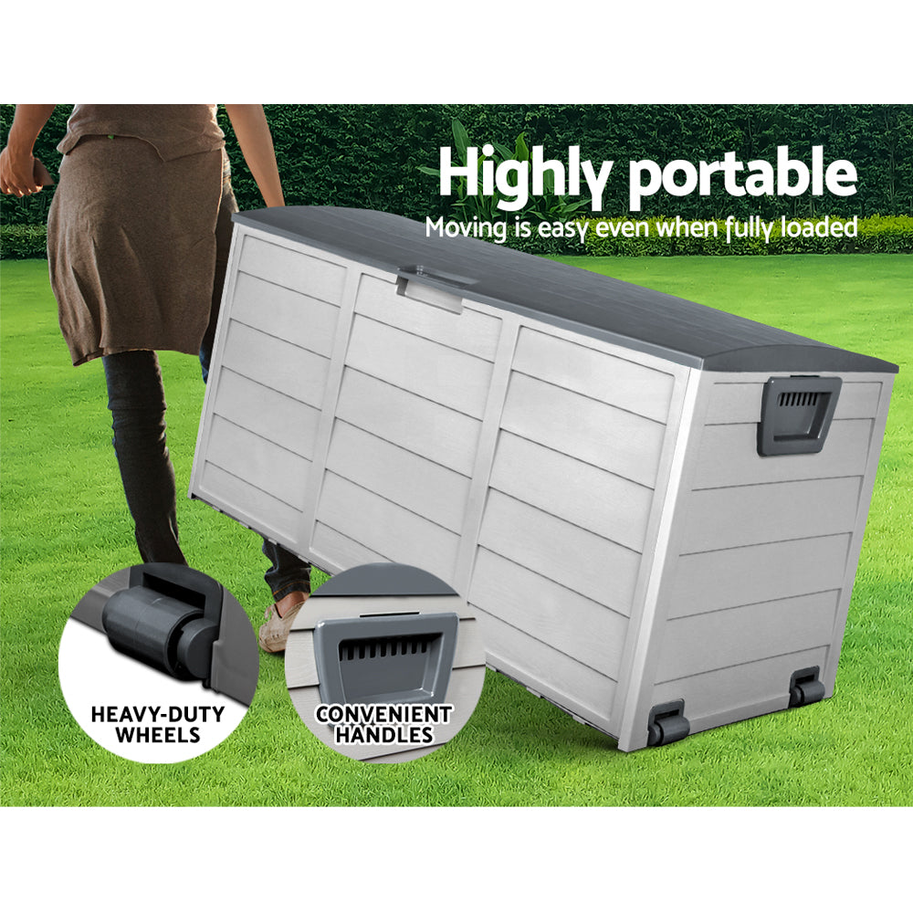 290L Polypropylene Outdoor Storage Box - Grey - Homecoze