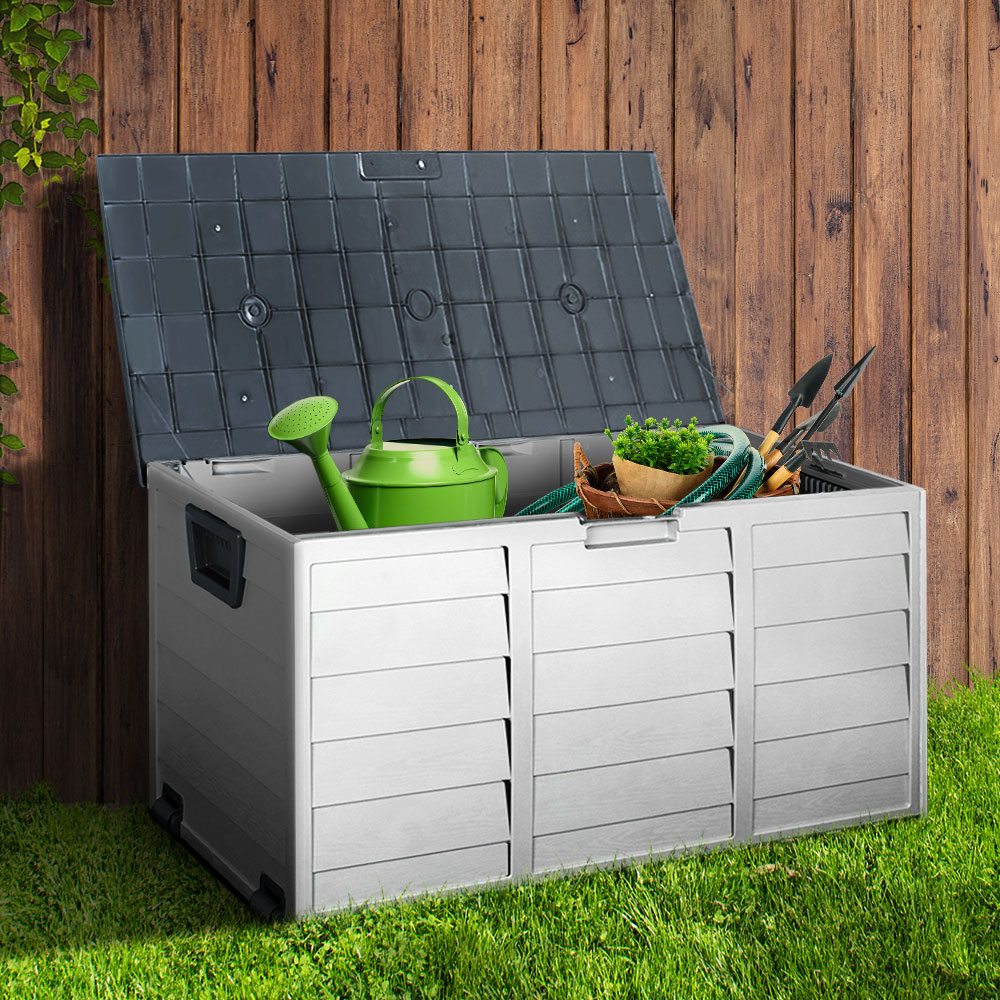 290L Polypropylene Outdoor Storage Box - Grey - Homecoze