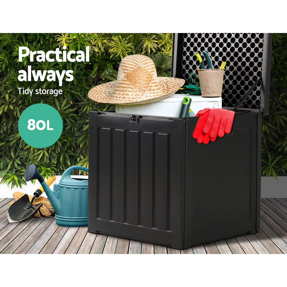 80L Outdoor Polypropylene Garden Storage Box - Black - Homecoze