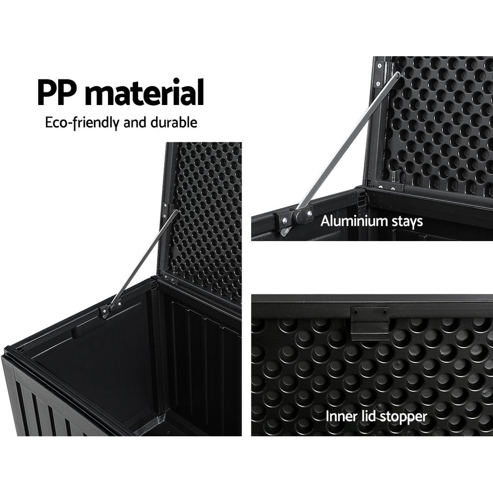 270L Polypropylene Outdoor Storage Box - Black - Homecoze